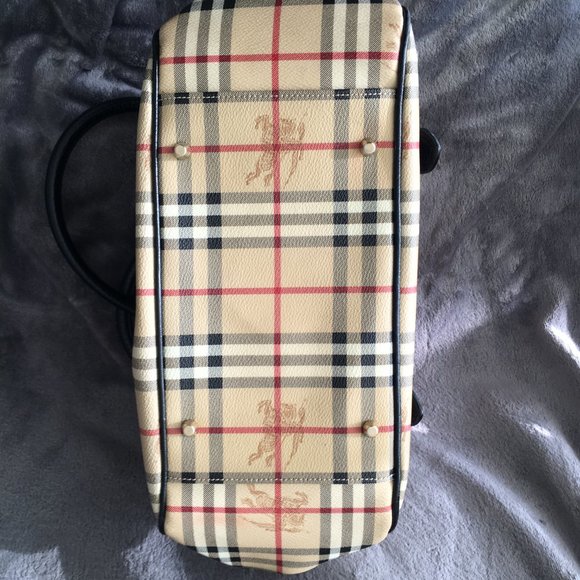 Vintage BEIGE HAYMARKET CHECK POCKET TOTE - Picture 9 of 14